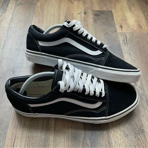 VANS Old Skool Black/ White Unisex Skate Shoes Suede/ Canvas Sz M 10.5 W 12
